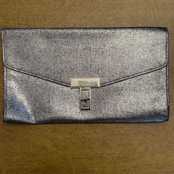 vagg Handbags - Silver and Navy Blue Clutch